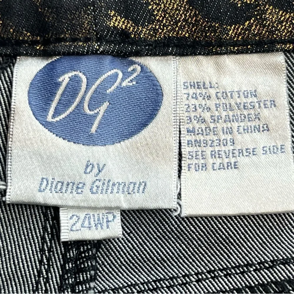 DG2 Women's Pants Black and Gold Shiny Size 24 WP Straight leg